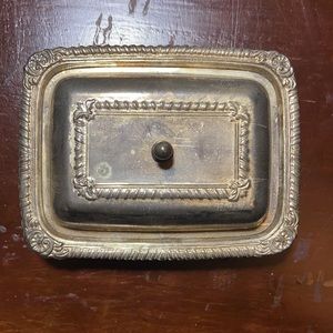 Vtg Silver Plated Mini Butter Dish with Glass Insert Hong Kong  NIB